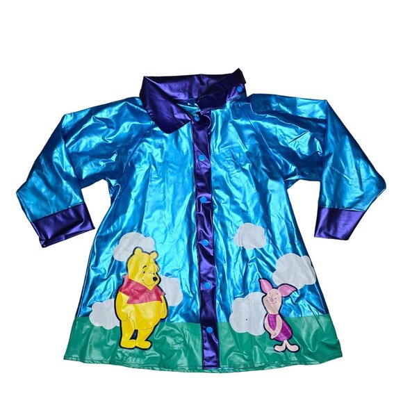 Disney Winnie The Pooh Kids Raincoat With Piglet & Eeyore Design Blue & Green 6 - Picture 1 of 8